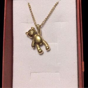 NIB...Womens Gold tone Teddy Bear charm necklace 16" length